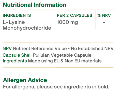 L-Lysine 60 caps